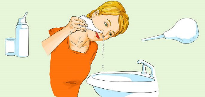 Промывание носа чайничком или сприцовкой